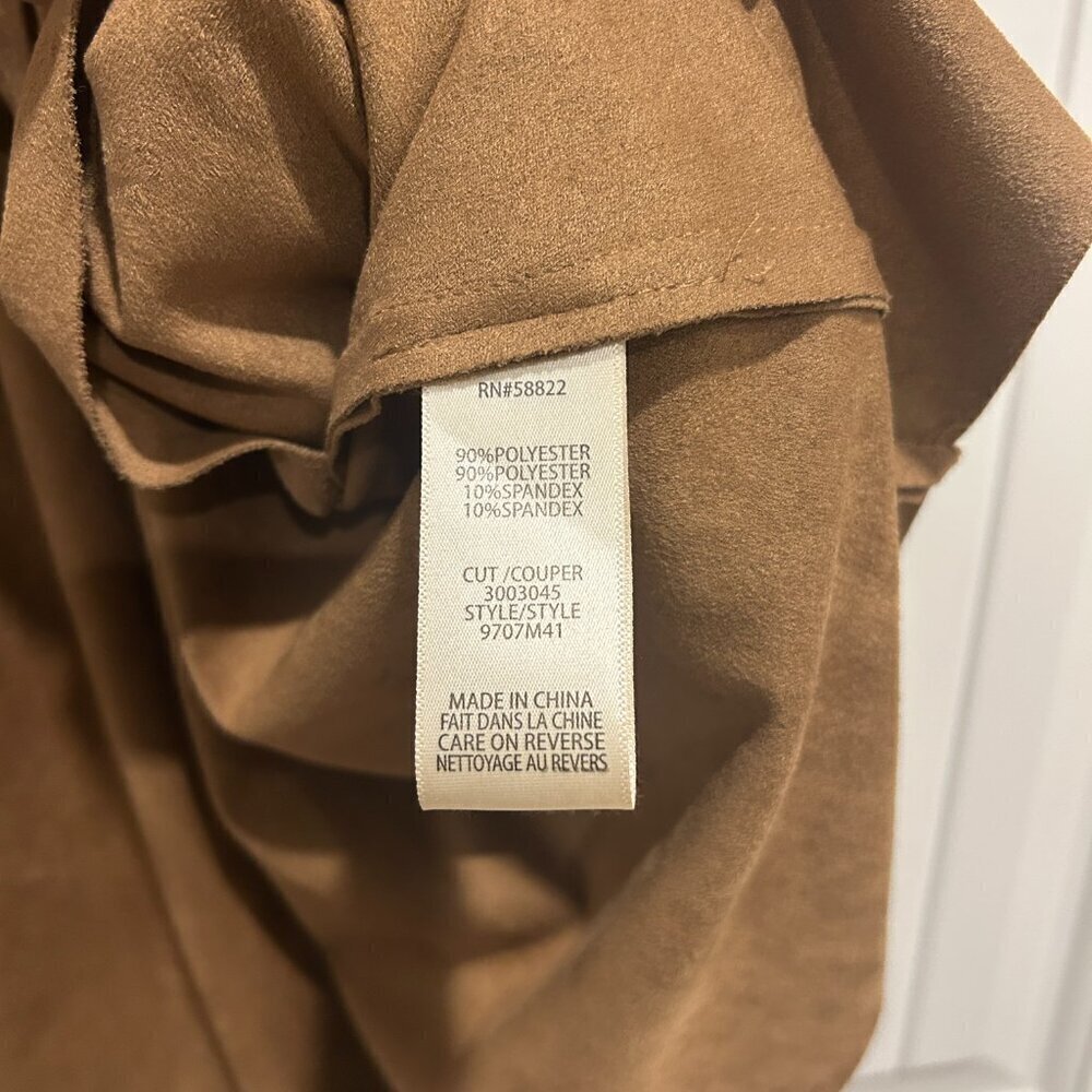 Max Studio Carmel Vicuna Faux Suede Open Front Sleeveless Vest Women’s Size S - Picture 7 of 13
